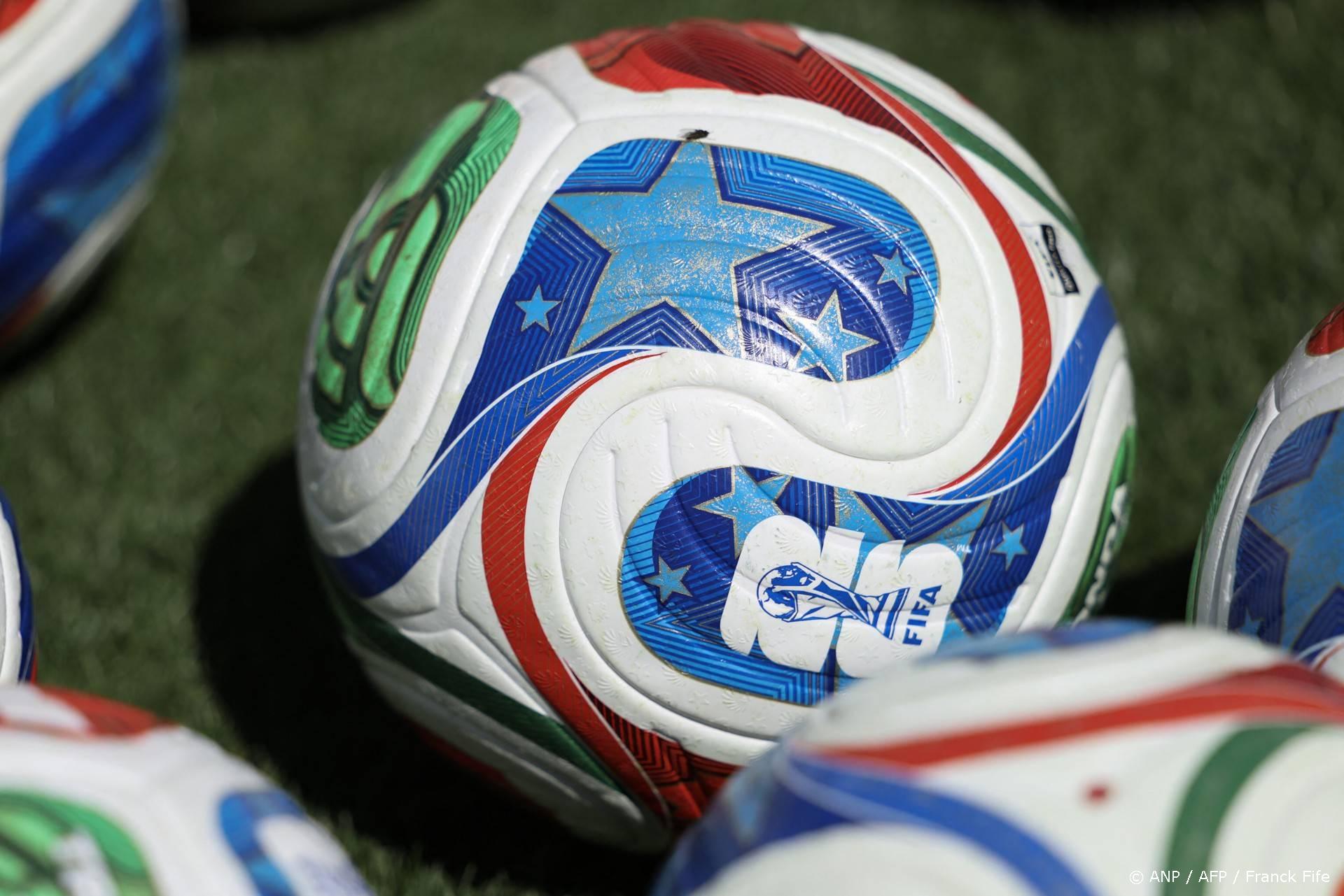 A ball with the FIFA World Cup 2026 logo sits on the field before the start of a friendly football match between Colombia and France at Northwest Stadium in Landover, Maryland, on March 29, 2026. 
FRANCK FIFE / AFP